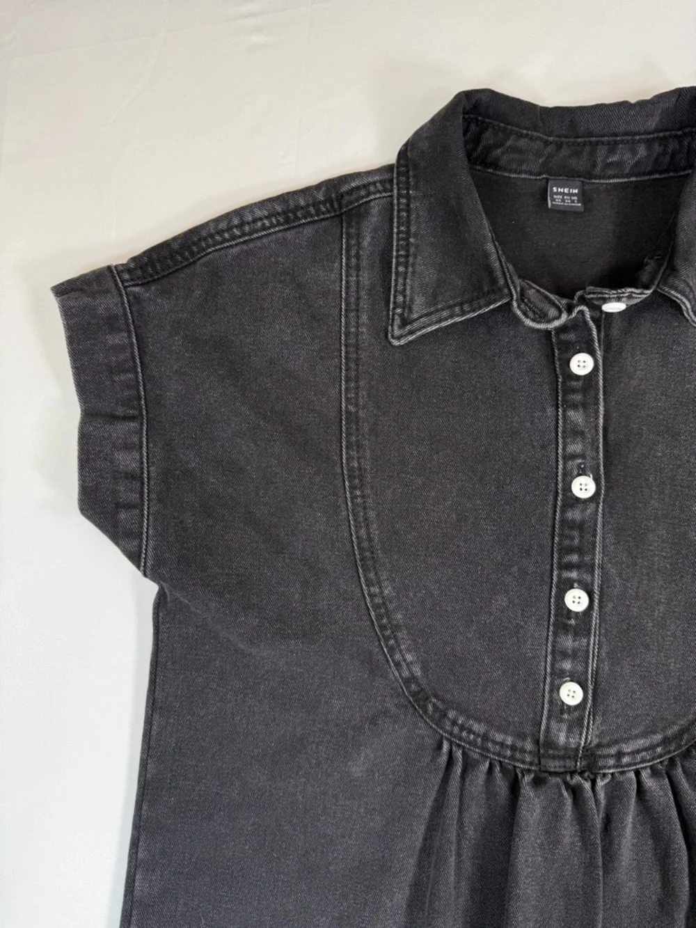 SHEIN‎ Women's Black Denim Collared Shirt Dress Coastal Cowgirl Western Size XS